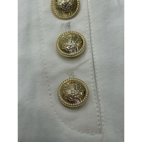 Derek Lam 10 Crosby Womens Gold Button Robertson Flared Pants White Size 0 NWT - Picture 6 of 13